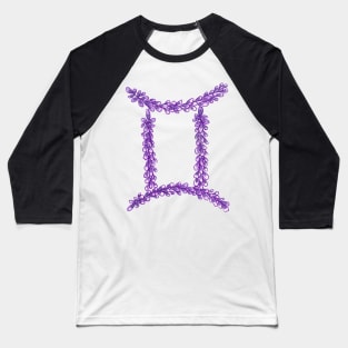 Hand Drawn Lavender Gemini Zodiac Sign in Watercolor and Ink Baseball T-Shirt